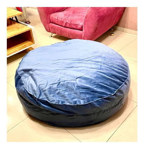 Sillon Puff Redondo Fiaca 100x40 Cm Azul F022