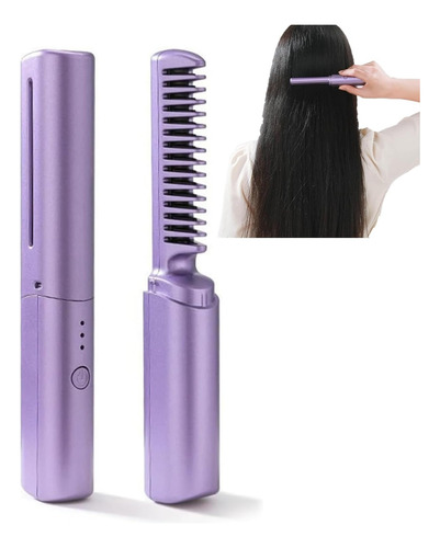 Cepillo Usb Peine Alisadora Para Cartera Violeta