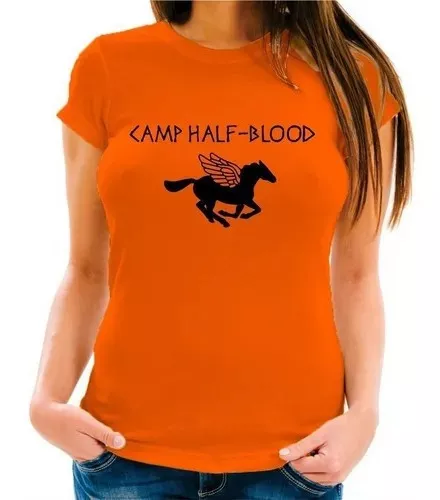 Camiseta Babylook Camp Half Blood Percy Jackson Algodão 2371