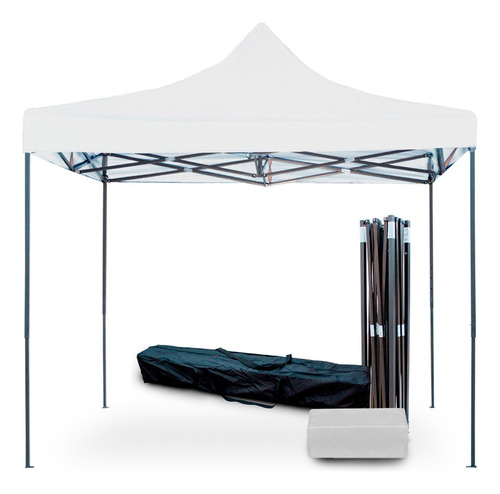 Toldo Carpa Impermeable Plegable Acero 2x2 M Blanco + Bolsa