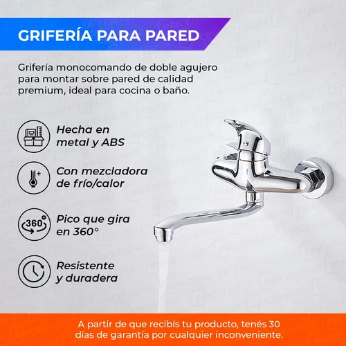 Canilla mezcladora de pared sale