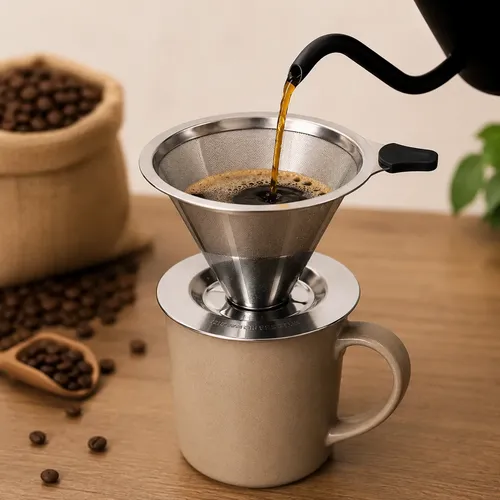 Coador Café 103 Inox Malha Fina Reutilizável Filtro Premium