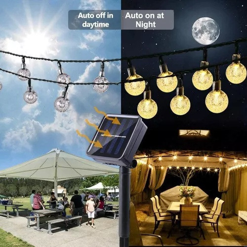 12m 100led Luces De Navidad Cadena Solar Al Aire Libre Para