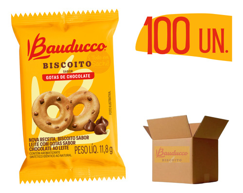 Bolacha Biscoito Bauducco Amanteigado Gotas - 100 Saches