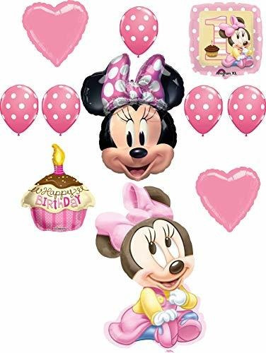 Suministros De Fiesta De Minnie Mouse, 1er Cumpleaños, Decor
