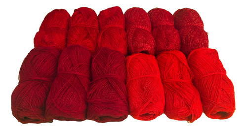 12 Piezas De Hilo Cristal Para Bordar O Tejer De 38-40g C/u Tonos Rojos