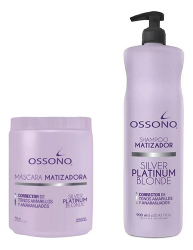 Mascara + Shampoo Matizador Silver Platinum Blonde Ossono
