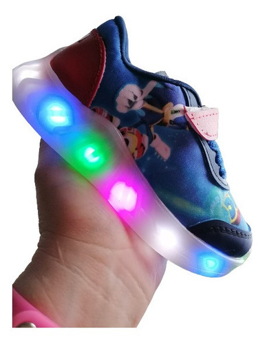 Zapatos Tenis Zapatilla Personajes Sonic Con Luces Para Niño