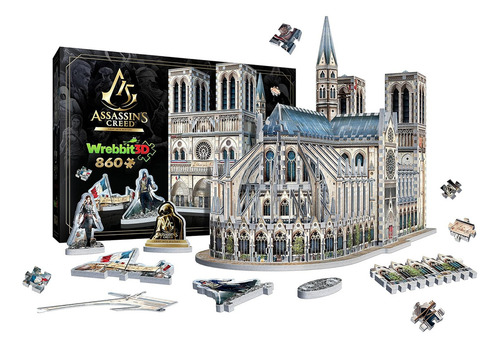 Wrebbit3D – Assassin’s Creed Unity - Notre-Dame 3D Jigsaw Puzzle - 860 Pcs, Includes References from Ubisoft’s Video Game, Using Unique ¼” Thick Foam Back Jigsaw Puzzle Pieces Providing Sturdy Design