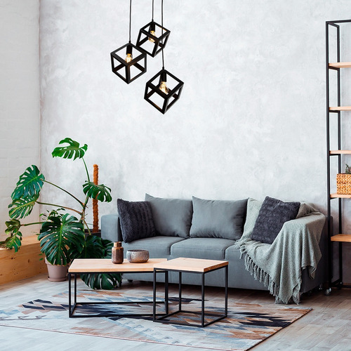Imagen 3 de 8 de Lámpara Colgante Moderno Negro 40w E27 3 Luces