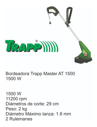 Imagen 2 de 5 de Bordeadora Trapp Master At 1500 1500w 29cm Diam Corte 220v