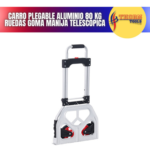 Carro Plegable Aluminio 80kg Ruedas Goma Manija Telescopicah Color Plateado