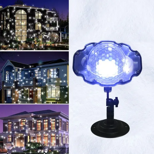 Luminária Projetor Led Flocos Neve Branco Externo E Interno Luminária Projetor Led Flocos Neve Branco Externo E Interno