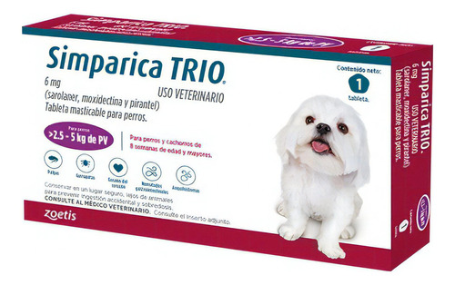 Simparica - Trio Perros De 2,5 Hasta 5kg 1 Tab