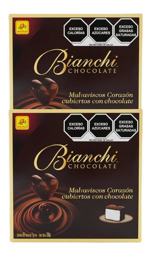 Malvavisco Corazón Con Chocolate Bianchi 100pza De La Rosa