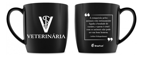 Caneca Porcelana Ubi 300ml Cursos Profissão - Veterinaria Cor Preto