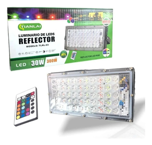 Reflector Rgb 30w Multicolor P/exteriores Con Control Remoto