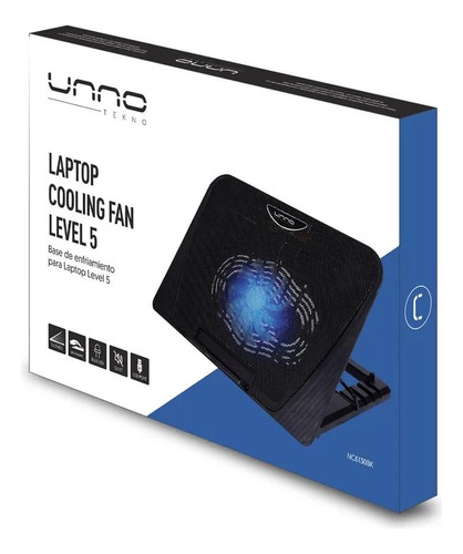 Base Para Laptop Unno Portatil 5 Niveles 2 Usb Nc6130bk