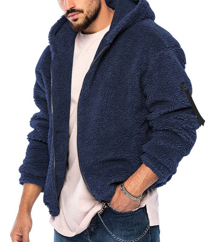 Chamarra Con Capucha Hombre Polar Afelpada Cremallera