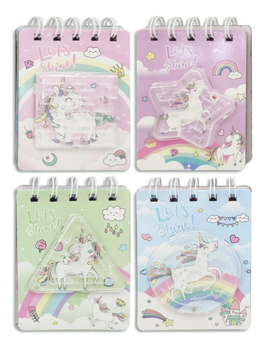 Libretas Infantiles Unicornio C/jueguito Souvenirs Pack X 4