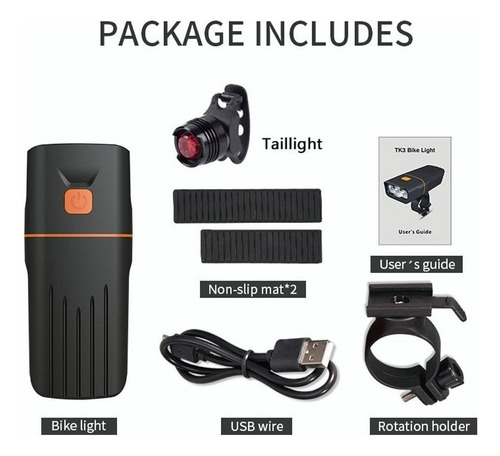 Lámpara Usb Recargable 1000 Lúmenes Impermeable Bicicleta