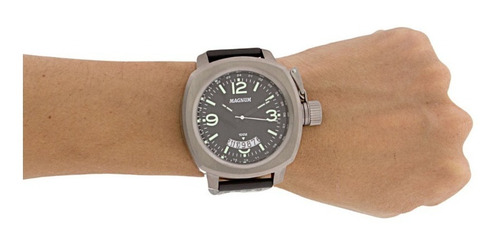 Relógio Magnum Masculino Couro Preto Militar Ma34138p