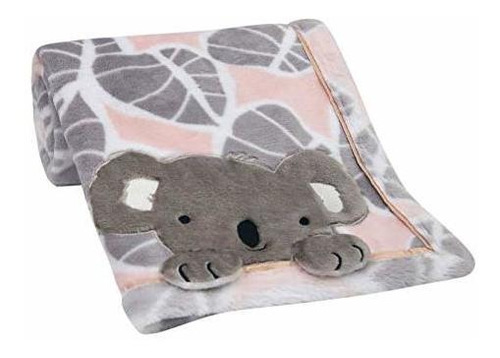 Lambs & Ivy Calypso Rosa - Gris Koala Leaf Print Luxury Cora