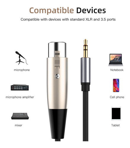 Cable Adaptador Xlr A 3,5 Mm Micrófono Estéreo Para