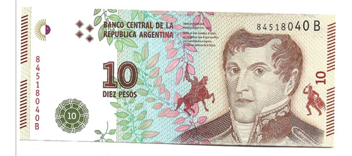 Liquido Billete Argentina 10 Pesos 3° Diseño Unc