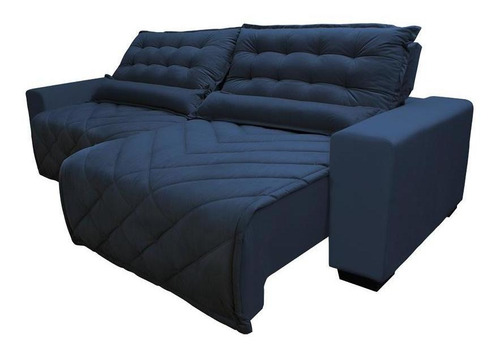 Sofá 2,42m Retrátil E Reclinável Cama Inbox Plus Azul