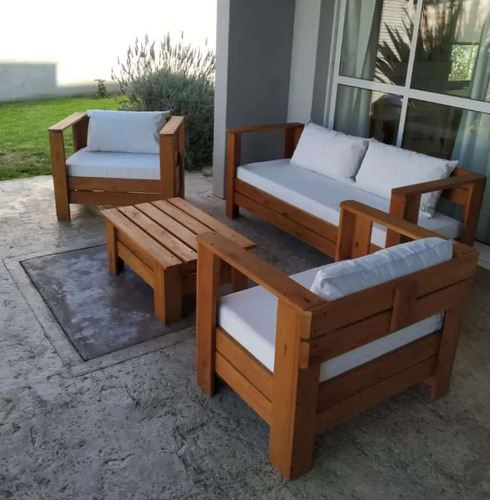 Sillones De  Madera Exterior Eucalipto Juego Jardin