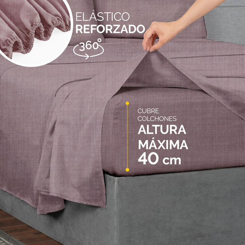 Oh! Sheets Juego De Sabanas Cationico 7 Piezas Matrimonial Café