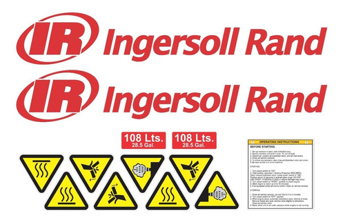 Calcomanias Ingersoll Rand Compresor De 108 Litros