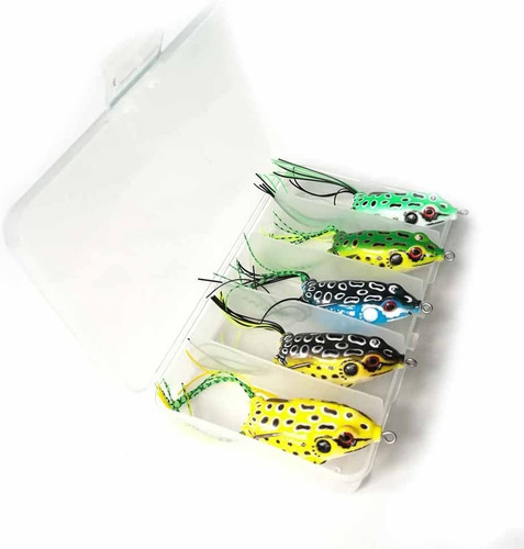 Lenpaby 5 Señuelos De Rana Ray Frog Topwater De Pesca Crank