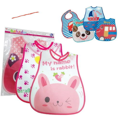 Babador Impermeável Infantil Com Estampas Sortidas Cor Rosa Diversos Tamanho Médio