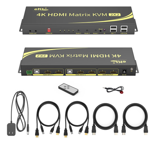 Ekl Matrix Dual Monitor Kvm Switch Hdmi Hdcp Soporta Didplay