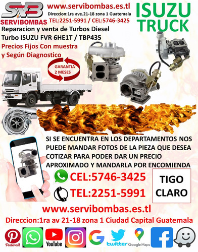 Turbos Isuzu Fvr 6he1t / Tbp435 Diesel Guatemala
