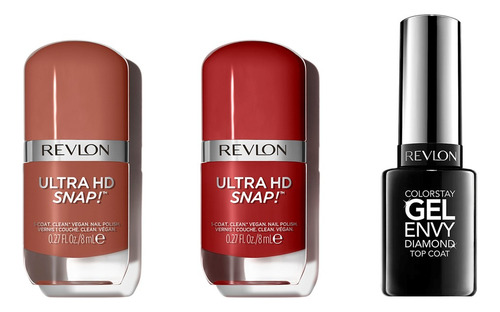 Pack 2 Esmaltes Ultra Hd Snap + Top Coat Gel Envy