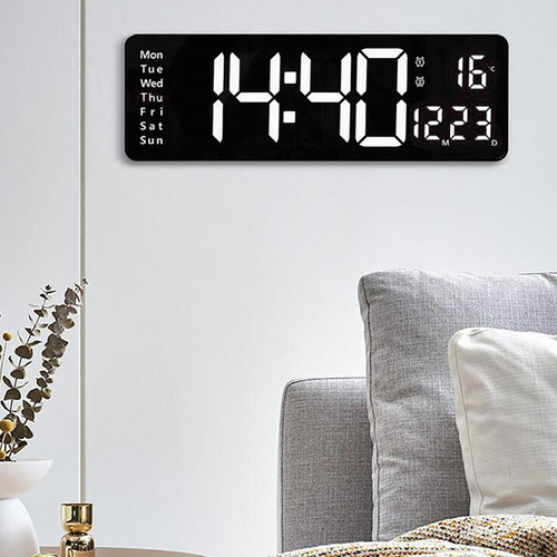 Reloj De Pared Digital Rectangular Grande Con Temperatura Mo
