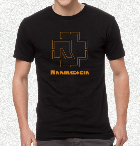 Remera Rammstein Logo Naranja Algodón Premium