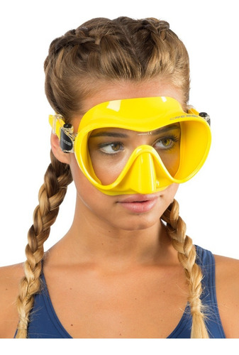 Visor Cressi F1 Frameless Buceo, Snorkeling Amarillo - Pvr