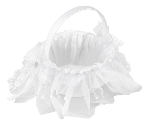 Cesta De Boda Con Flores Para Niña, Encaje Blanco, Clásica,