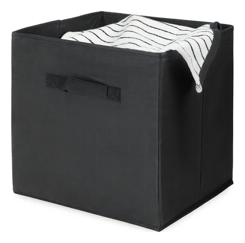 Canasto Cesto Caja Plegable Organizador Tela Deco 31x31x31 Color Negro