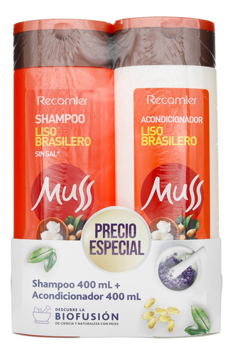 Shampoo Muss Liso Brasilero Sin Sal + Acondicionador