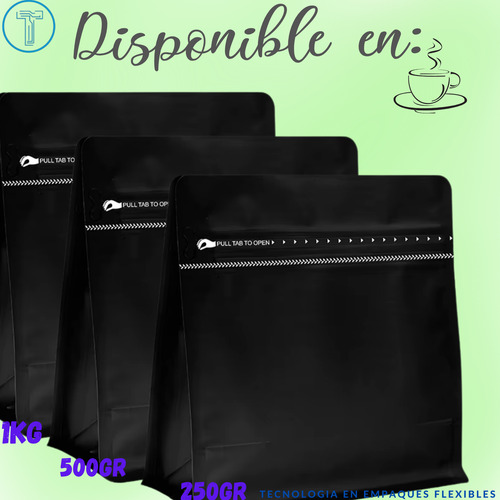 100 Bolsas Para Café, Cuadradas De 1 Kg Negro Cuadrada 1kg
