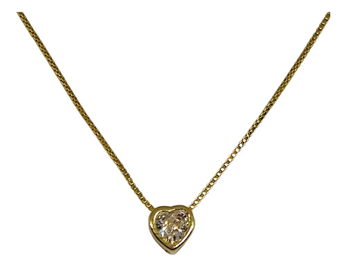 Collar Mini Corazón Circón Enchapado Oro 18k