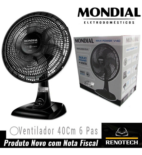 Ventilador Mondial 40cm 6 Pas V-40 110v Preto 