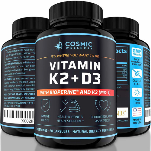 Suplemento De Vitamina K2 D3 5000 Iu  Para Huesos Ms Sanos,