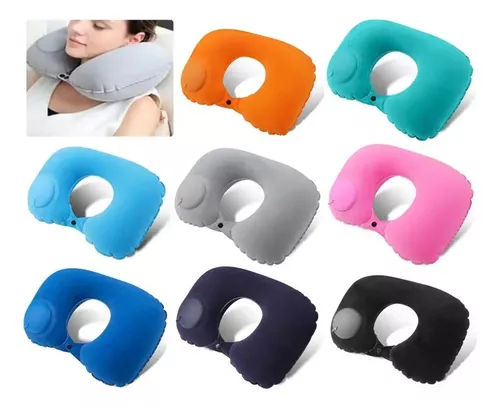 Almohada Cojín Viajera Inflable Cuello Avión Estrés Viaje