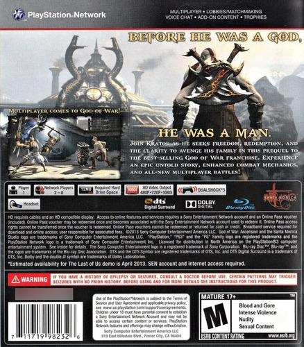 God Of War: Ascension Ps3 Físico (Reacondicionado)